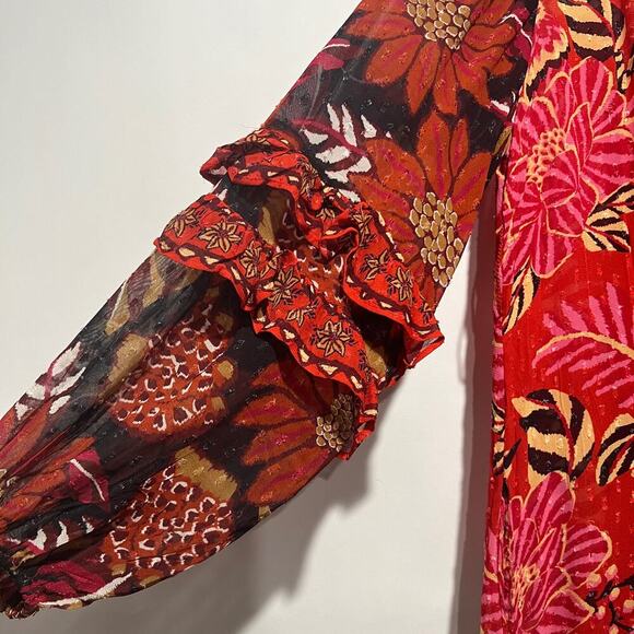 Anthropologie X Farm Rio Mixed Floral Long-Sleeve Dress Multicolor Size XS - Picture 8 of 10
